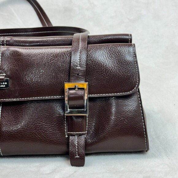 Kenneth Cole Reaction Leather Handbag Chocolate Brown Stylish Purse - Picture 4 of 16